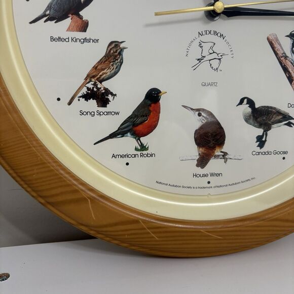 Vtg 90s National Audubon Society 13" American Bird Clock Bird Call SOUND WORKS - Picture 2 of 4
